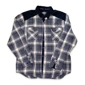 HARLEY DAVIDSON - BLACK/GRAY BUTTON UP FLANNEL